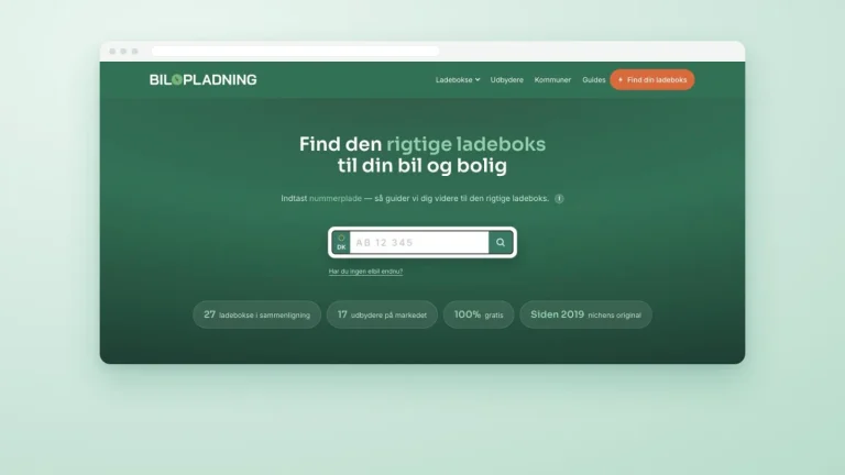 Skærmbillede af Find din ladeboks med feltet til nummerpladen